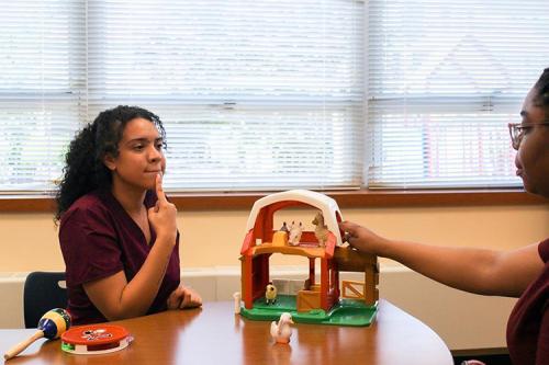CSD students practice sound techniques together.