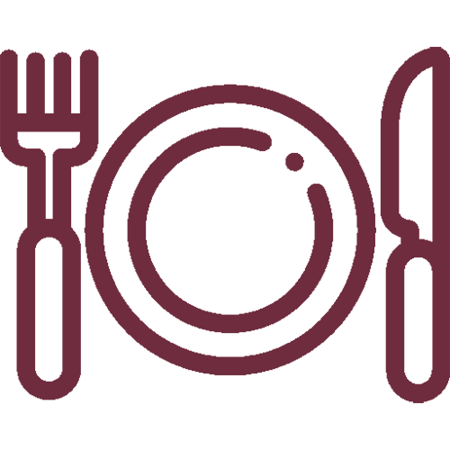 Cutlery icon maroon.